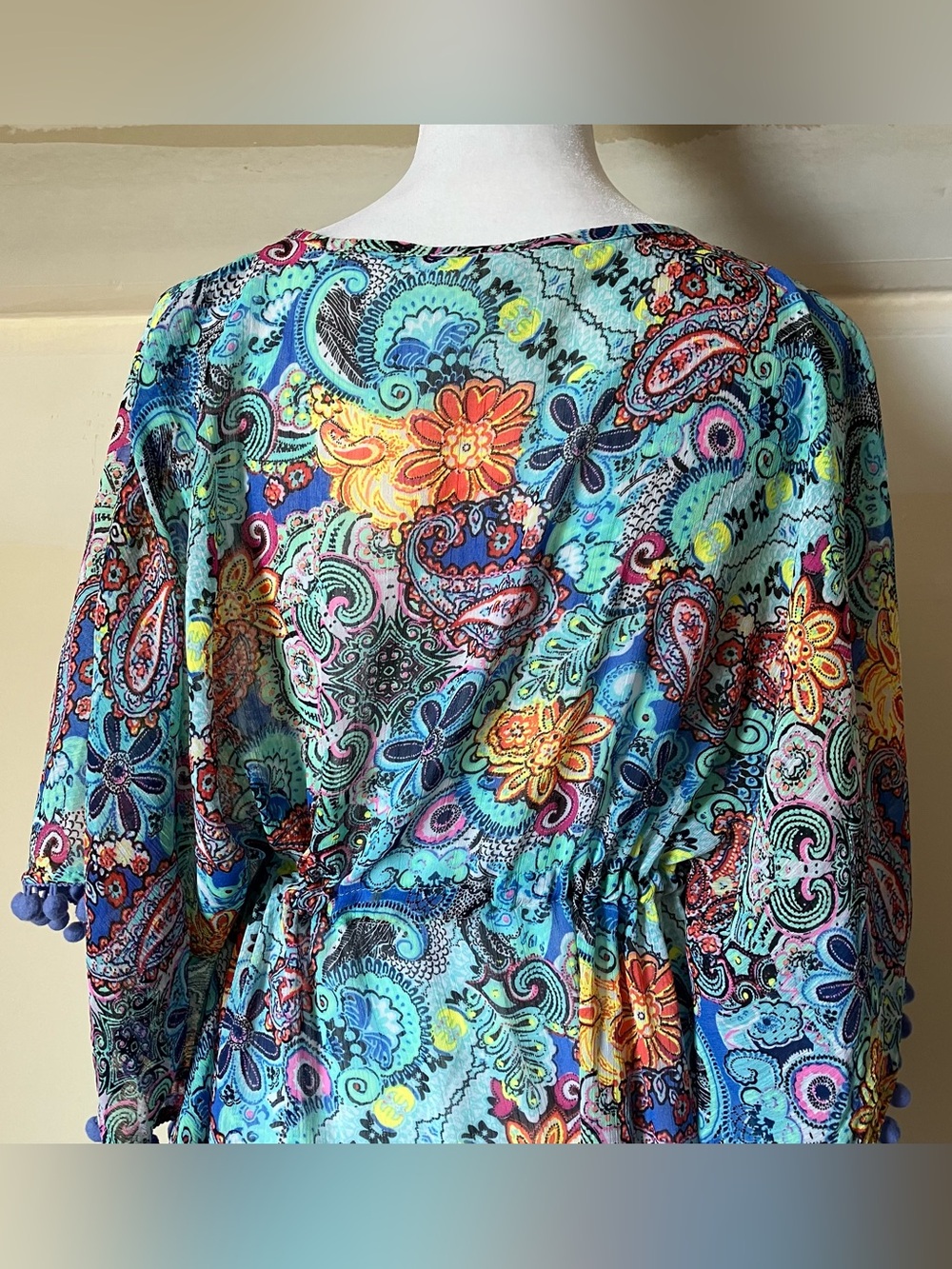 Bleu by Rod Beattie Paisley Cover-Up Dress – Boho Beach Tunic size Small - Picture 9 of 10